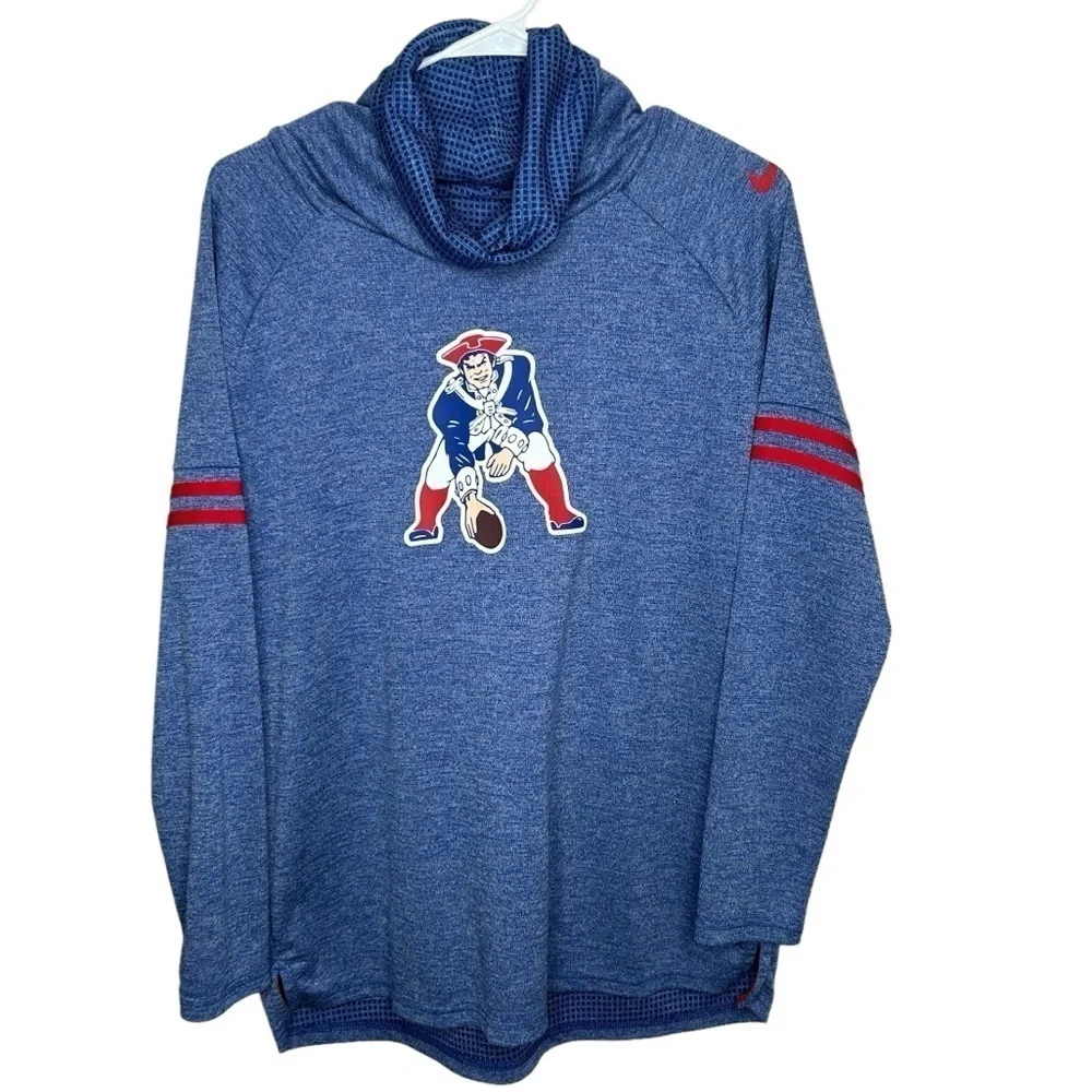 New England Patriots Nike Dri Fit Cowl Neck Pullover Womens Large Blue